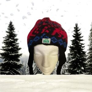 Vintage Moriarty Stowe VT 100% Wool Ski Winter Cap Earflaps reindeer Unisex